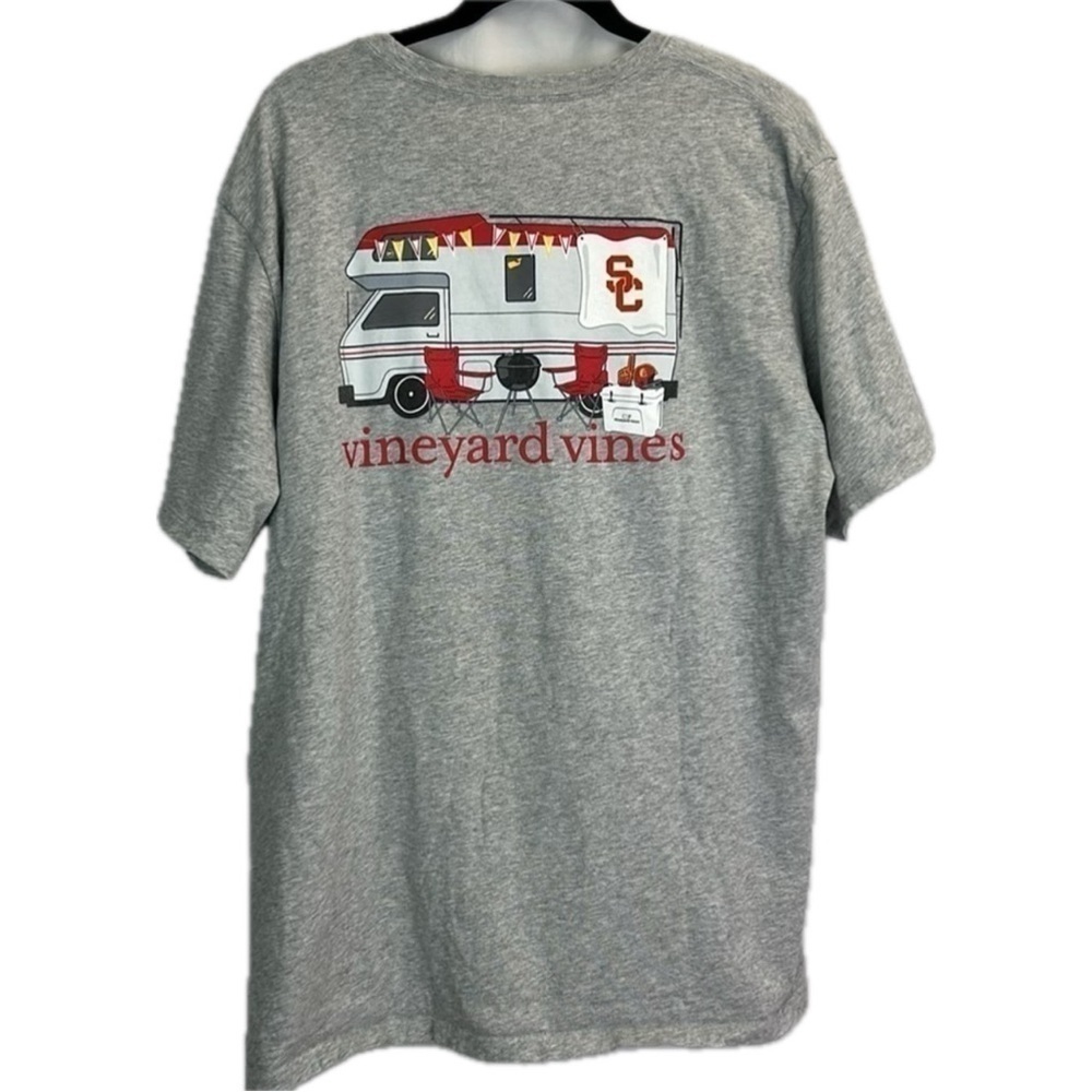 USC Trojans Vineyard Vines Men’s Interlock Cotton Gray RV Tailgate Tee S…